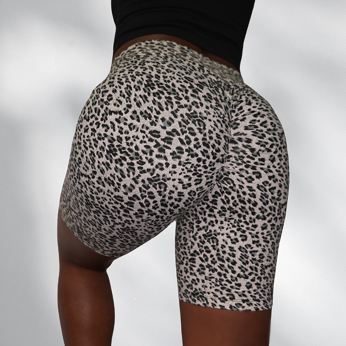 White Cheetah Biker Shorts