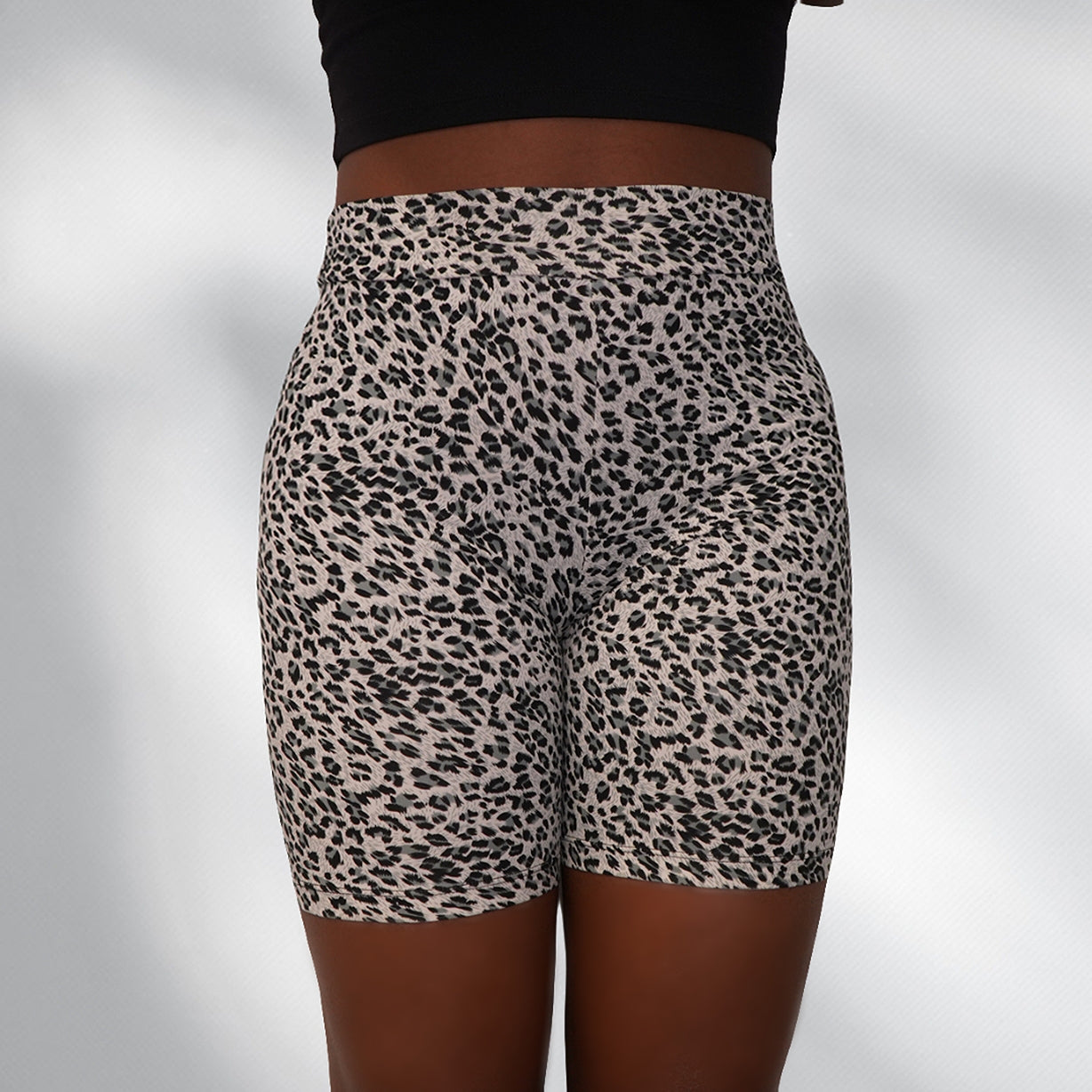 White Cheetah Biker Shorts