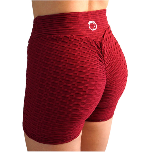 Ribbed Biker Shorts Burgundy